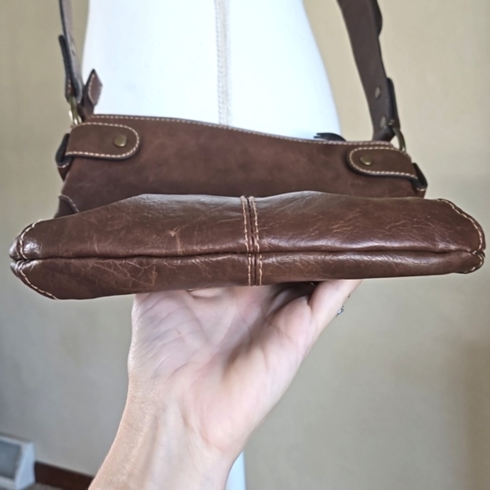 Liz Claiborne Axcess Brown Faux Leather Vintage Satchel Crossbody Bag Purse - Picture 8 of 13